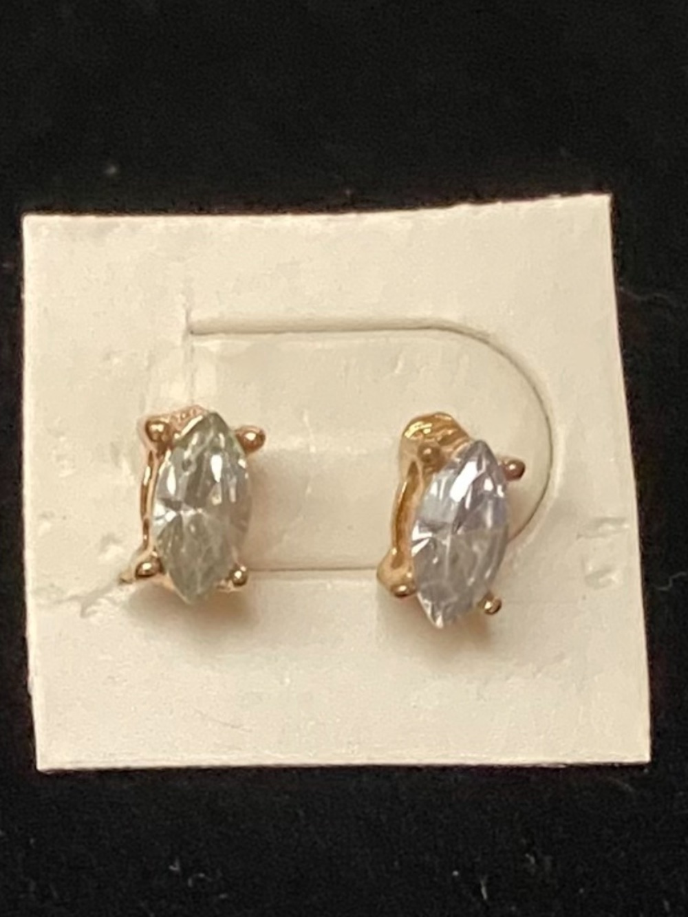 Classic Marquise CZ Stud Earrings in Gold Light Blue